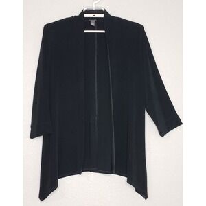 Chico's Travelers Open Front Cardigan Size 1 L/S Black Asymmetrical Hem Stretch